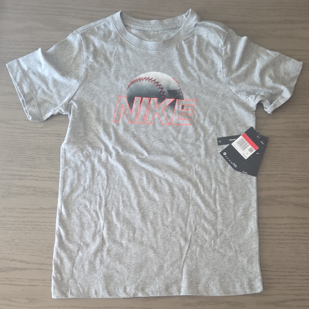 Nike Kids Gray and Red Baseball T-Shirt NWT